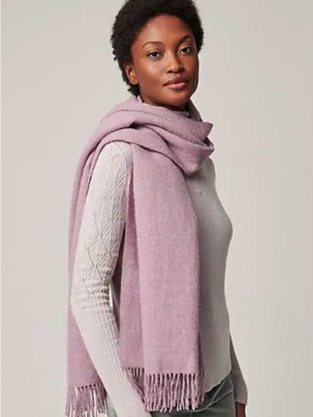 Overland Soft Lavender Fringe Scarf - Women Accessories